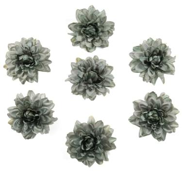 Imagem de Giftmeet Flores artificiais de dália a granel, 20 peças de cabeças de flores de dália falsa de 8 cm para artesanato DIY, arranjos florais, cozinha doméstica, acessórios de grampo de cabelo (verde