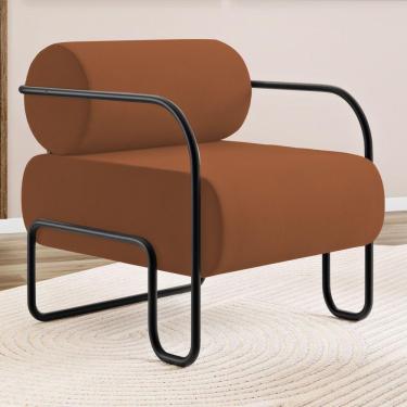 Imagem de Poltrona Decorativa Orgânica Living Miska Veludo Terracota - Desk Design