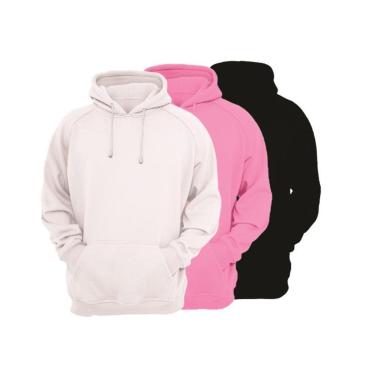 Imagem de Kit 3 Moletons Feminino Ragor Algodão Capuz Bolso Conforto-Feminino