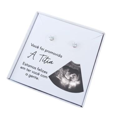 Imagem de Brinco ponto de luz + Caixa Presente Revelação Tia
