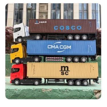 Imagem de Caminhão Container Miniatura Carreta Brinquedo Truck Carga Engenharia 