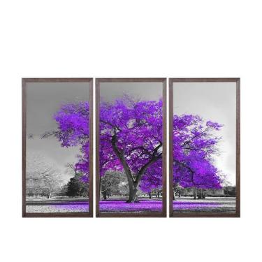 Imagem de Quadros Decorativos em Mosaico com moldura em madeira 103x63 cm e vidr