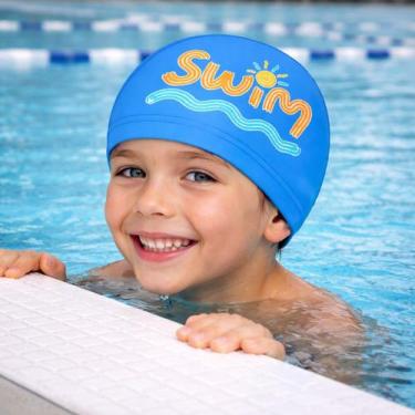 Imagem de Touca de natação pu estampado piscina cor:swim azul - AURORA, Swim azu