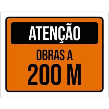 Imagem de Kit 10 Placa Acm De Atenção Obras A 200 Metros 18X23 - Sinalizo