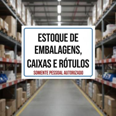 Imagem de Placa Acm Estoque Embalagens Caixas Rótulos 18X23 - Sinalizo
