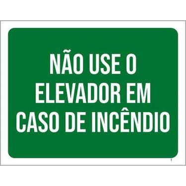 Imagem de Kit 5 Placa Acm Não Use Elevador Caso Incêndio 18X23 - Sinalizo