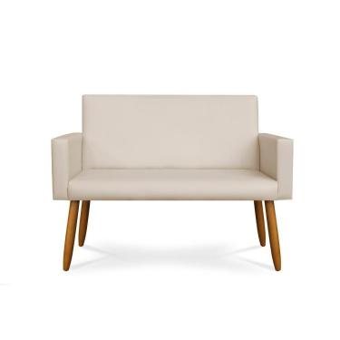 Imagem de Sofá Namoradeira Lugares Luxo Tecido Balaqui Decor Courino Bege