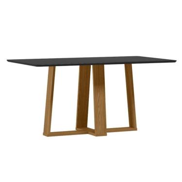 Imagem de Mesa De Jantar Rubi 160x90 Cm Com Vidro Ype Damasco Preto - New Ceval