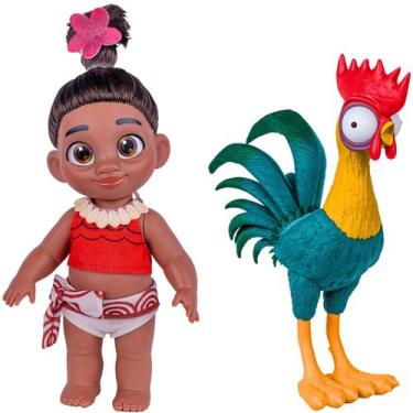 Imagem de Boneca Moana Bebe Baby Galo Hei Hei Disney Original Pente