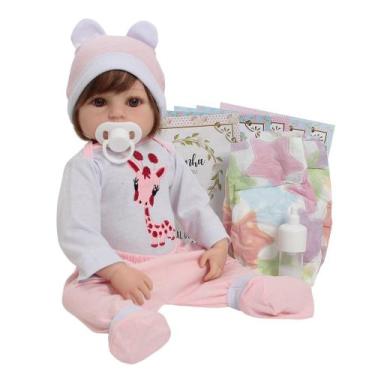 Imagem de Bebê Reborn Boneca Menina Girafinha Fio a Fio 46cm + Itens - Cegonha R