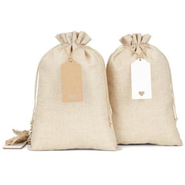 Imagem de Tapleap Sacos de serapilheira com cordão – 20 peças 20 x 30 sacos de presente para embrulhar lembrancinhas do Dia de São Patrício, pães, sementes, potes de pedreiro, para aniversário, casamento, festa