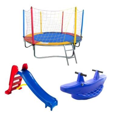 Imagem de Trampolim Cama Elástica Pula Pula Premium Nacional2,30m + Escorregador