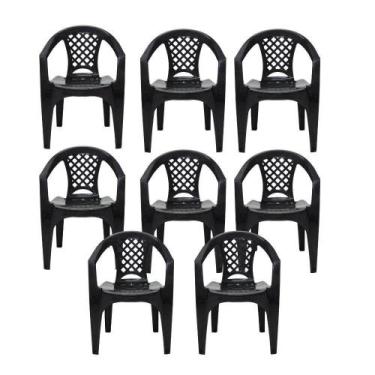 Imagem de Kit 8 Cadeiras Tramontina Iguape Polipropileno Empilháveis Preto