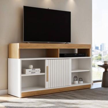 Imagem de Rack para Tv 50 Polegadas 1 Porta de Correr Eldorado Off White/Cinamomo