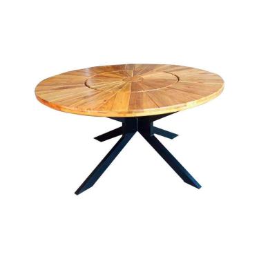 Imagem de Mesa Redonda Zurick 1,00m Tampo Giratório Base Industrial Em Aço - Preto