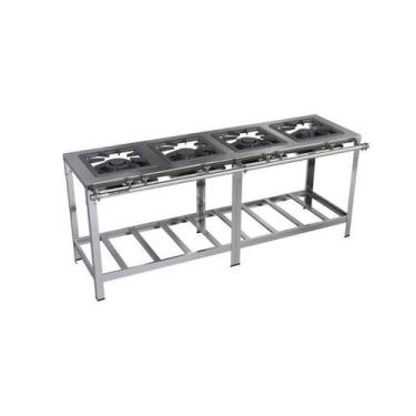 Imagem de Fogão Industrial 4 Bocas em Linha 40x40 Luxo Aço Inox Metalmaq