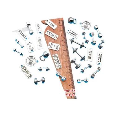 Imagem de Pingentes De Halteres Prateados Para Fitness, 10-32 Peças, Brincos Art