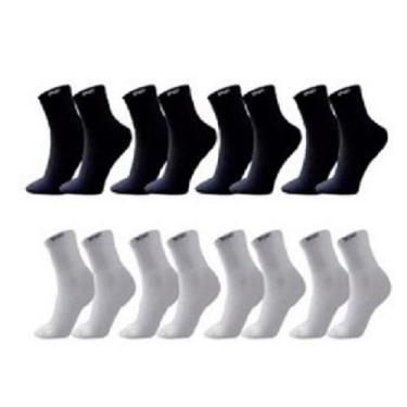 Imagem de Kit 12 Pares de Meias Brancas e Pretas Cano Alto Longo Sport em Algodã