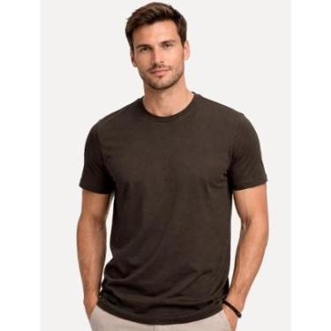 Imagem de Camiseta K&J Black Masculina Cotton Flex Slim Marrom-Masculino