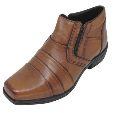 Imagem de Bota Masculina Social Botina Cano Curto com Zíper Lateral e Bico Quadr