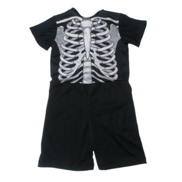 Imagem de Fantasia Caveira Infantil Macacão Esqueleto Pra Festa Carnaval Hallowe