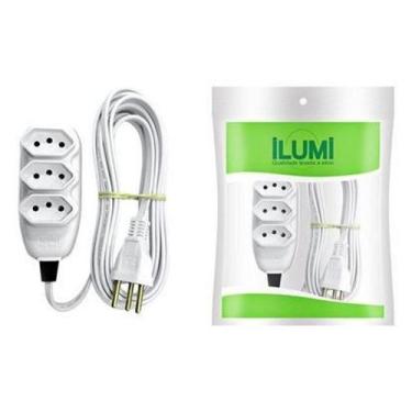 Imagem de Extensão Elétrica Compacta 2p+t com Cabo Pp Chato 10a 250v 5m Branco -