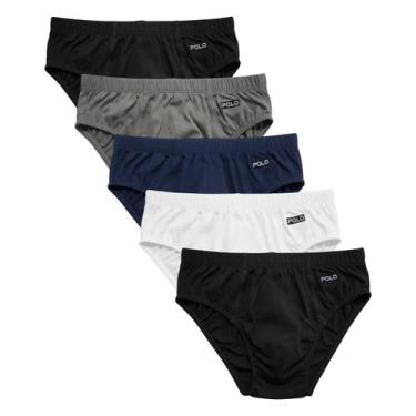 Imagem de Kit 5 Cuecas Slip Polo Kids 100 Algodão Infantil Forro Duplo Menino Tr