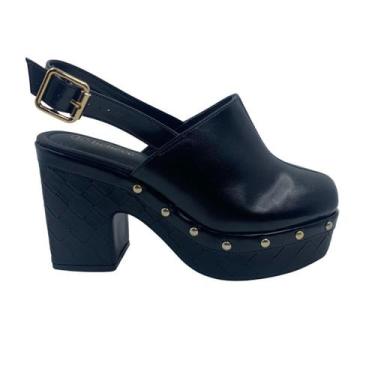 Imagem de Sapato Bebecê Clog Casual Salto Bloco Preto 5120664, Preto, 37