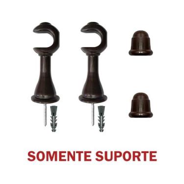 Imagem de Kit Varão de Madeira Para Cortina Simples 2,00 Metros 19mm com Ponteir
