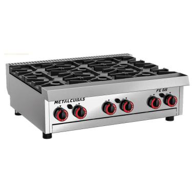 Imagem de Fogão de Mesa 6 Bocas a Gás FG 6 B 105.000 BTUS Profissional Compacto Metalcubas
