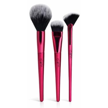 Imagem de Kit de Pincéis de Maquiagem Mega Metal Pó Língua de Gato e Chanfrado Design Metalizado Vult