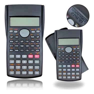 Imagem de Calculadora Científica KK-82MS Portátil 240 Funções Display 2 Linhas com Capa Protetora Preto Shopmix