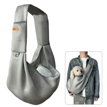 Imagem de Bolsa de Transporte Pet Leva Pra Casa Sling BSL3907 Cães e Gatos Pequeno Porte Poliéster Cinza