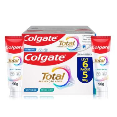 Imagem de Colgate Total Whitening & Fresh Mint Creme Dental Clareador, 6x90g