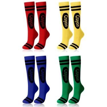 Imagem de Meias Glitopper Halloween Crayon Rainbow Knee High 4 pares