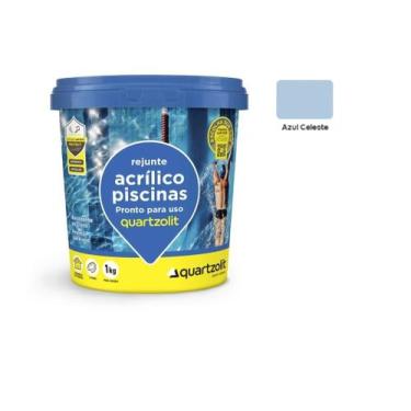 Imagem de Rejunte Acrílico para Piscinas Impermeável Quartzolit 1kg, AZUL CELEST