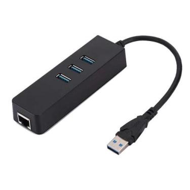Imagem de Hub Adaptador Usb 3.0 Com Rede Rj45 De 1000 Mbps Notebook - GENERICO