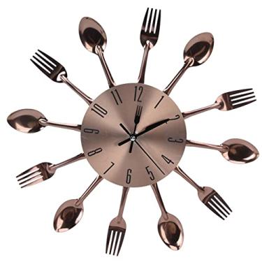 Imagem de Relógio de parede de cozinha, relógio de parede de garfo de colher de cozinha, talheres multiuso relógio de utensílio de cozinha para decoração de casa de restaurante de cozinha