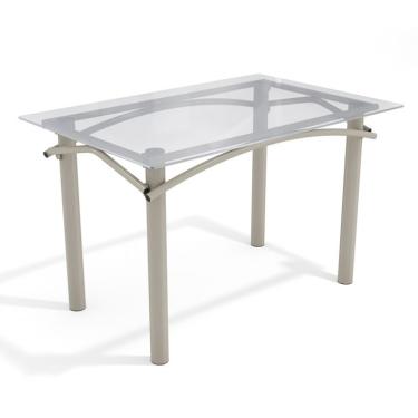 Imagem de Mesa de Jantar Retangular com Tampo de Vidro Elba Cinza 120 cm