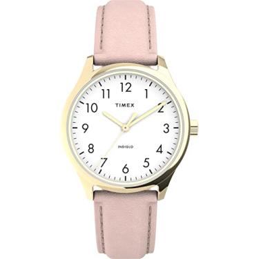 Imagem de Timex Relógio feminino Easy Reader, Rosa/tom de ouro rosa/branco/32 mm, 32mm, Relógio de leitura fácil