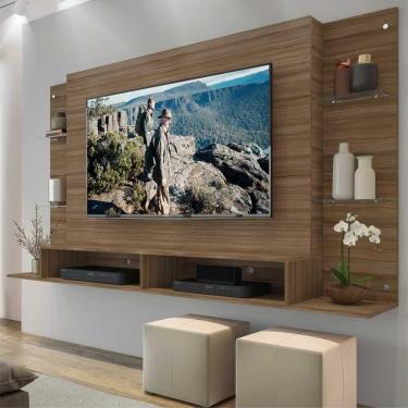 Imagem de Painel TV 60" c/ prateleiras de vidro Nairóbi Multimóveis Madeirado
