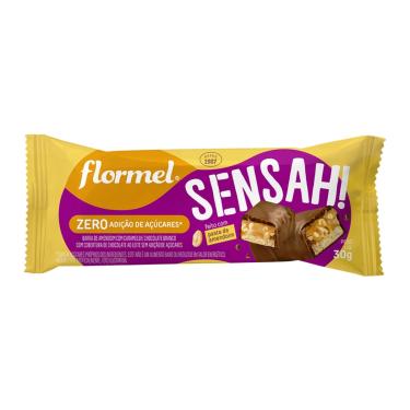 Imagem de Chocolate Flormel Sensah! Zero Açúcar Amendoim com Caramelo e Chocolate Branco 30g 30g