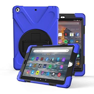 Imagem de Acessórios para tablets Para Amazon Fire 7 360 graus rotação PC + caixa de proteção de silicone com suporte e tira manual