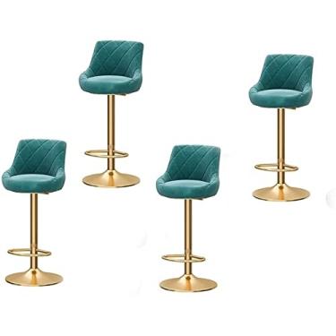 Imagem de Banco De Bar, Banco De Pequeno-almoço Ajustável, Banco De Bar Com Balcão Giratório Mecânico De Altura, Banco De Bar Para Cozinha/Sala De Jantar/Estar Cadeira De Veludo Banco De Pequeno-almoço