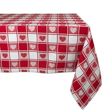 Imagem de DII Decoração de mesa de Dia dos Namorados, toalha de mesa, 132 x 132 cm, coração quadriculado