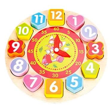 Imagem de BRINQUEDO DIDÁTICO DE MADEIRA RELÓGIO EM ESTAMPADO COM 13 PEÇAS (R)