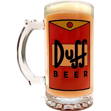Imagem de Caneca de cerveja DUFF - 470ml - The Simpsons Inspired - Vidro transparente de qualidade grossa - Arte em ambos os lados - Protecao de espuma -