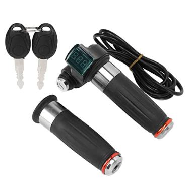 Imagem de Punho do Acelerador, 1 par Punho do Acelerador Guidão Esquerdo Direito Acelerador de Torção Com Fonte Vermelha Bloqueio de Exibição para Acessórios de Bicicleta Elétrica