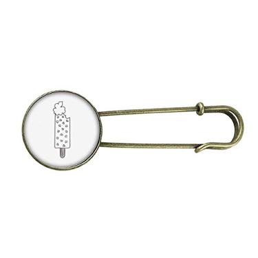 Imagem de Broche de metal retrô de sorvete de coração com contorno preto