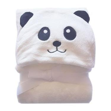Imagem de Manta Baby Com Capuz De Panda 75X100cm Branco - Jolitex